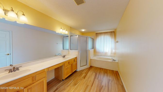 Bathroom, Dual Sink Vanities, Interior, Wood Texture Flooring