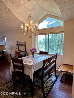 Chandelier, Dining room, Interior, Wood Texture Flooring