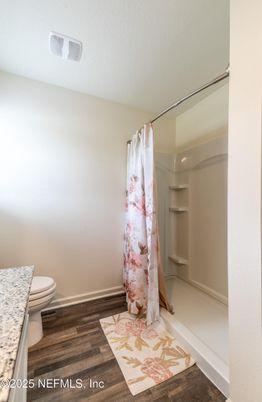 Bathroom, Interior, Recessed Lighting, Wood Texture Flooring