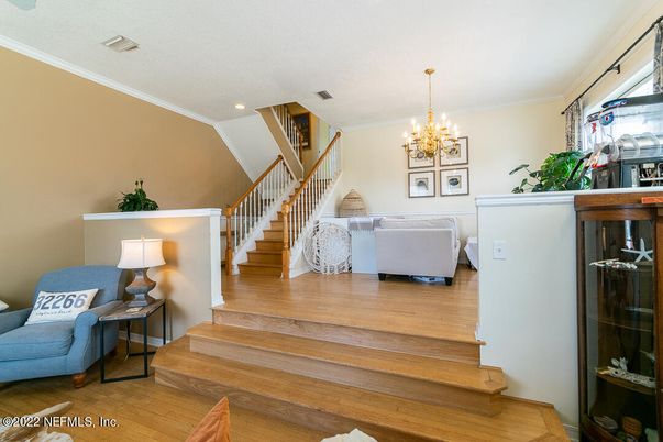 Chandelier, Interior, Living room, Recessed Lighting, Wood Texture Flooring