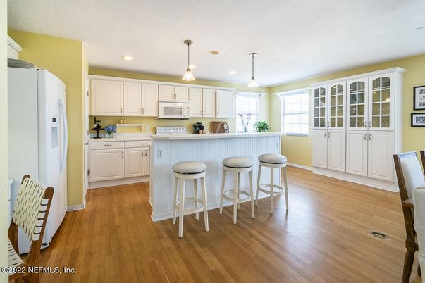 Interior, Kitchen, Pendant Lights, Recessed Lighting, Wood Texture Flooring