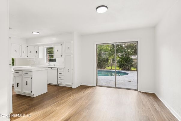 Interior, Kitchen, Recessed Lighting, Wood Texture Flooring