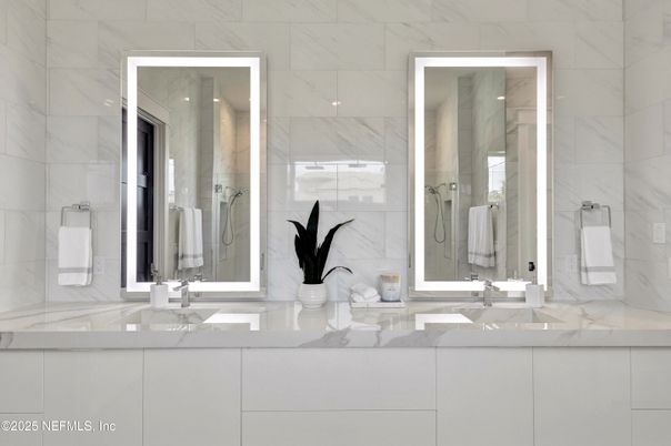 Bathroom, Glass Shower, Interior, Marble Walls