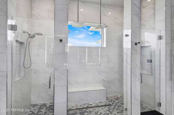 Bathroom, Glass Shower, Interior, Marble Walls