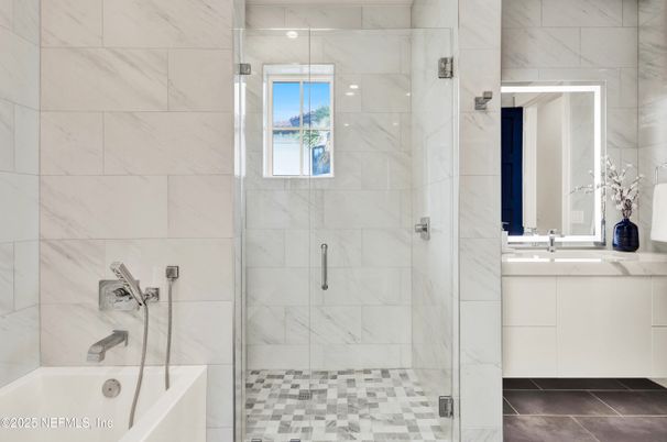 Bathroom, Glass Shower, Interior, Marble Walls