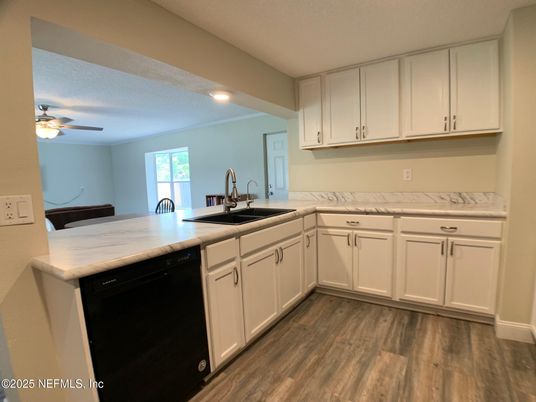 Interior, Kitchen, Recessed Lighting, Wood Texture Flooring