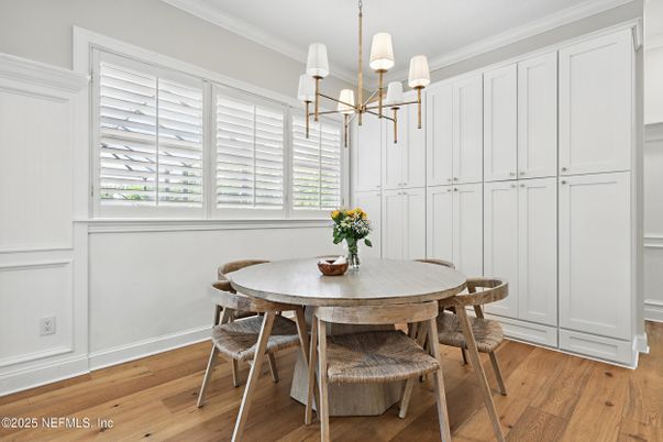 Chandelier, Dining room, Interior, Pendant Lights, Wood Texture Flooring