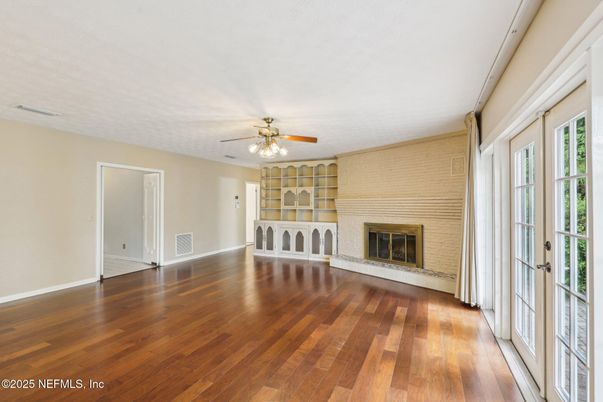 Empty room, Fireplace, Interior, Wood Texture Flooring