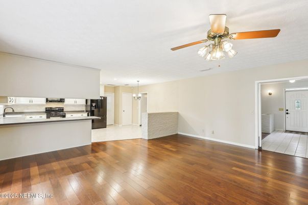 Interior, Kitchen, Pendant Lights, Recessed Lighting, Wood Texture Flooring