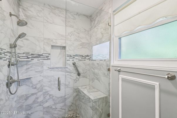 Bathroom, Glass Shower, Interior, Marble Walls