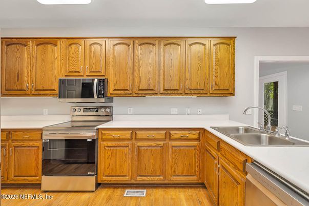 Interior, Kitchen, Stainless Steel Appliances, Wood Texture Flooring