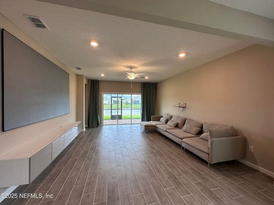 Interior, Living room, Recessed Lighting, Wood Texture Flooring