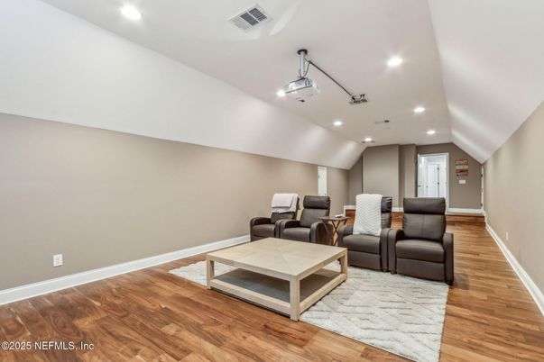 Interior, Living room, Recessed Lighting, Wood Texture Flooring