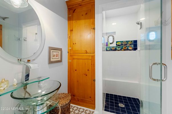 Bathroom, Glass Shower, Interior, Recessed Lighting