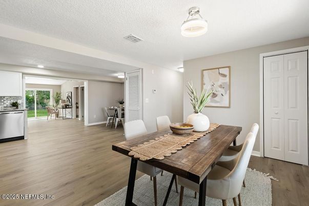 Dining room, Interior, Wood Texture Flooring
