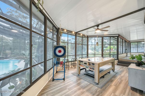 Game Room, Interior, Sun Room, Wood Texture Flooring