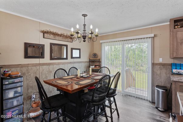 Chandelier, Dining room, Interior, Wood Texture Flooring