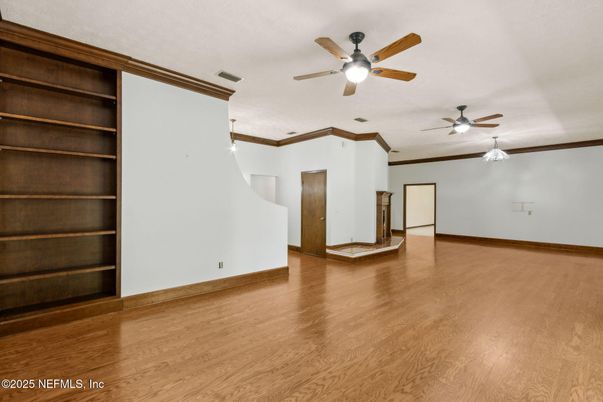 Chandelier, Empty room, Interior, Wood Texture Flooring