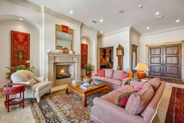 Fireplace, Interior, Living room, Recessed Lighting