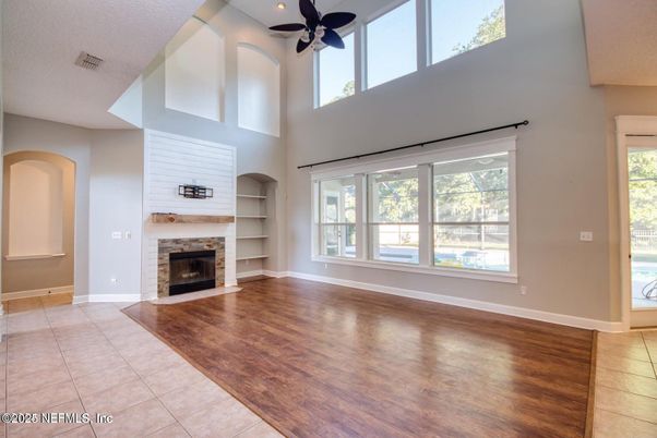 Fireplace, Interior, Wood Texture Flooring