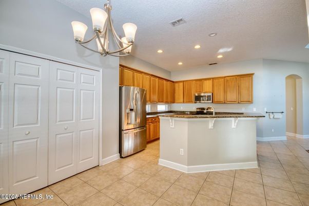 Chandelier, Interior, Kitchen, Recessed Lighting, Stainless Steel Appliances