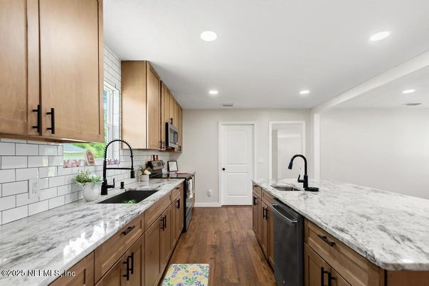 Interior, Kitchen, Recessed Lighting, Wood Texture Flooring