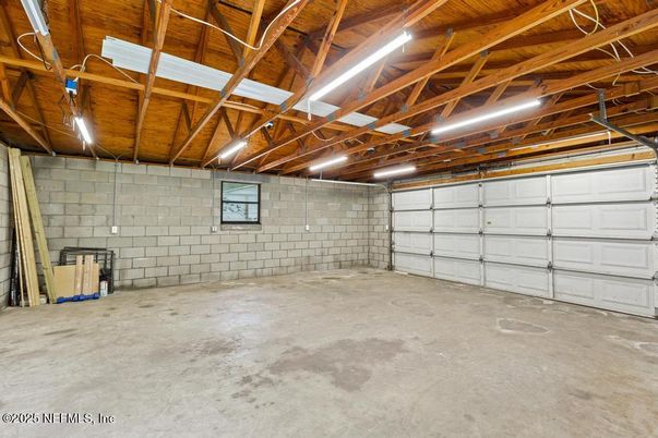 Garage, Interior, Stone Walls, Wooden Beams, Wooden Ceilings
