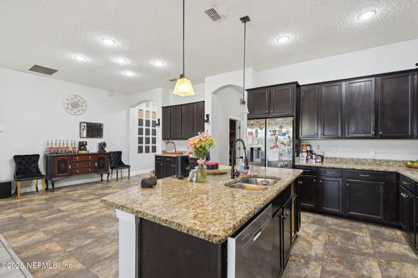 Interior, Kitchen, Pendant Lights, Recessed Lighting, Stainless Steel Appliances