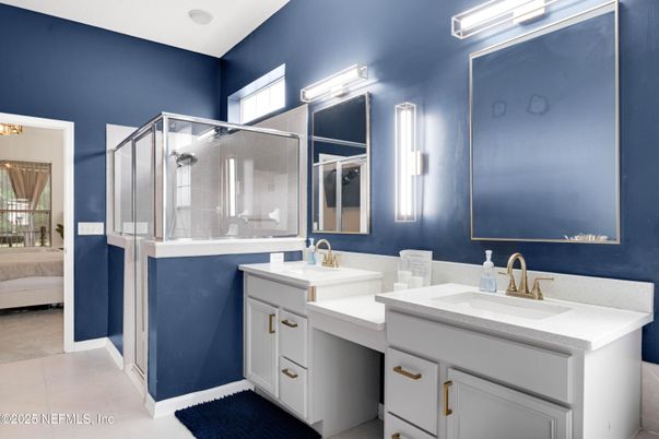 Bathroom, Dual Sink Vanities, Glass Shower, Interior