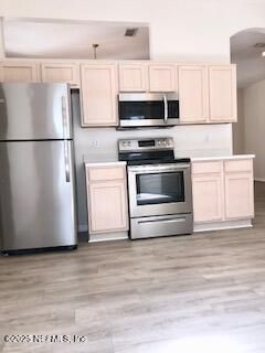 Interior, Kitchen, Stainless Steel Appliances, Wood Texture Flooring
