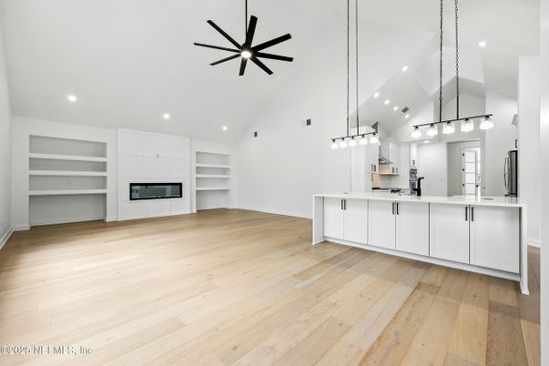 Interior, Kitchen, Pendant Lights, Recessed Lighting, Wood Texture Flooring