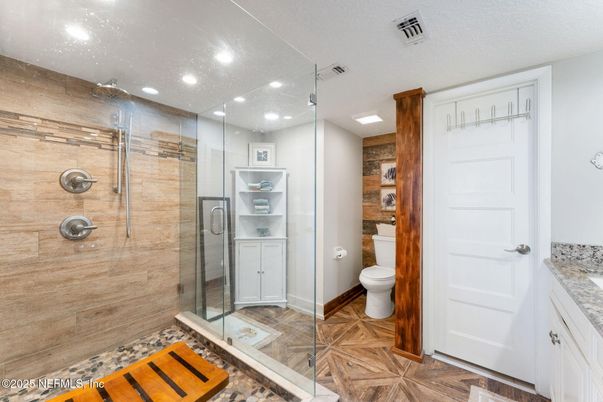 Bathroom, Glass Shower, Interior, Recessed Lighting