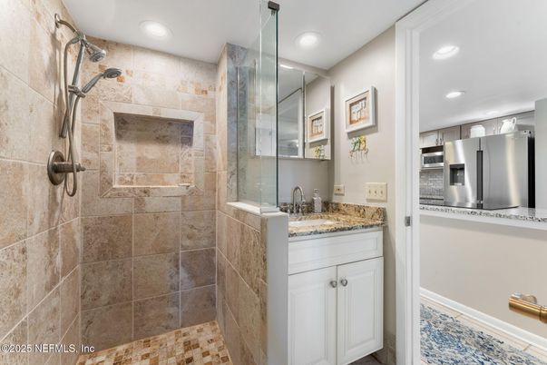 Bathroom, Glass Shower, Interior, Recessed Lighting