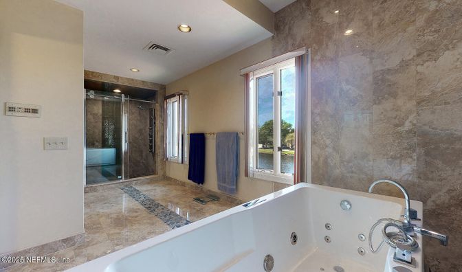 Bathroom, Glass Shower, Interior, Recessed Lighting