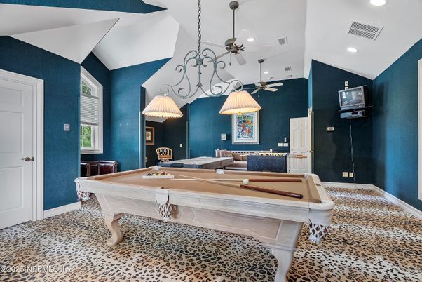 Billiard Table, Game Room, Interior, Pendant Lights, Recessed Lighting