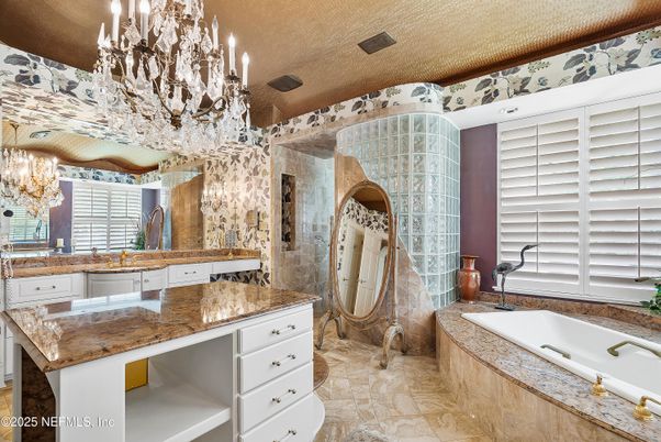Bathroom, Chandelier, Interior