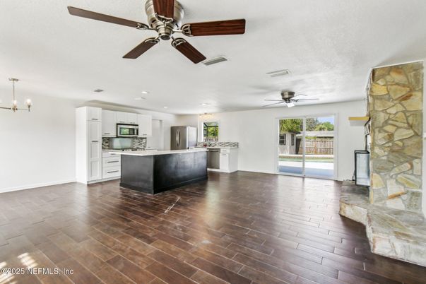 Interior, Kitchen, Pendant Lights, Recessed Lighting, Wood Texture Flooring