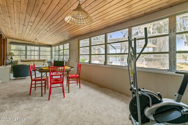 Dining room, Interior, Pendant Lights, Sun Room, Wooden Ceilings