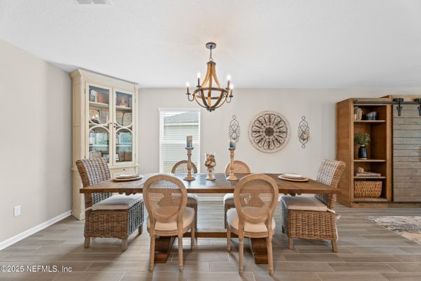 Chandelier, Dining room, Interior, Wood Texture Flooring