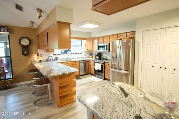Interior, Kitchen, Stainless Steel Appliances, Wood Texture Flooring