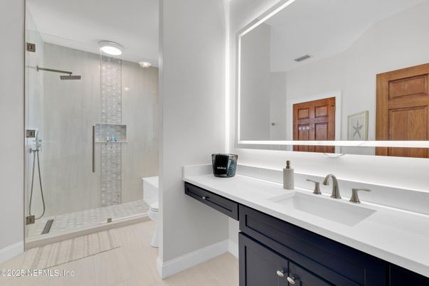 Bathroom, Dual Sink Vanities, Glass Shower, Interior