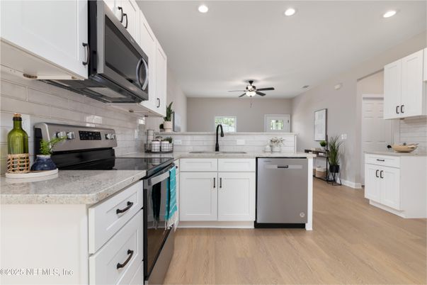 Interior, Kitchen, Recessed Lighting, Wood Texture Flooring