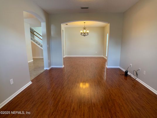 Chandelier, Empty room, Interior, Wood Texture Flooring