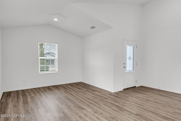 Empty room, Interior, Recessed Lighting, Wood Texture Flooring