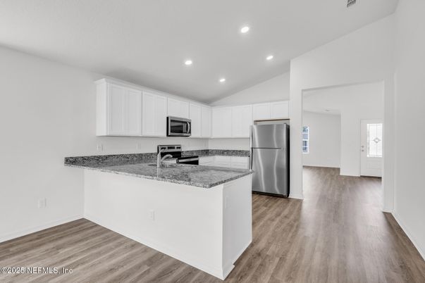 Interior, Kitchen, Recessed Lighting, Wood Texture Flooring