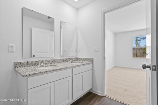 Bathroom, Interior, Recessed Lighting, Wood Texture Flooring