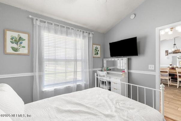 Bedroom, Interior, Pendant Lights, Wood Texture Flooring