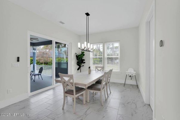 Dining room, Interior, Marble, Pendant Lights
