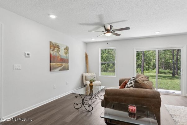 Interior, Living room, Recessed Lighting, Wood Texture Flooring