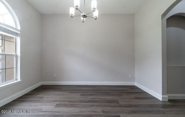 Chandelier, Empty room, Interior, Pendant Lights, Wood Texture Flooring